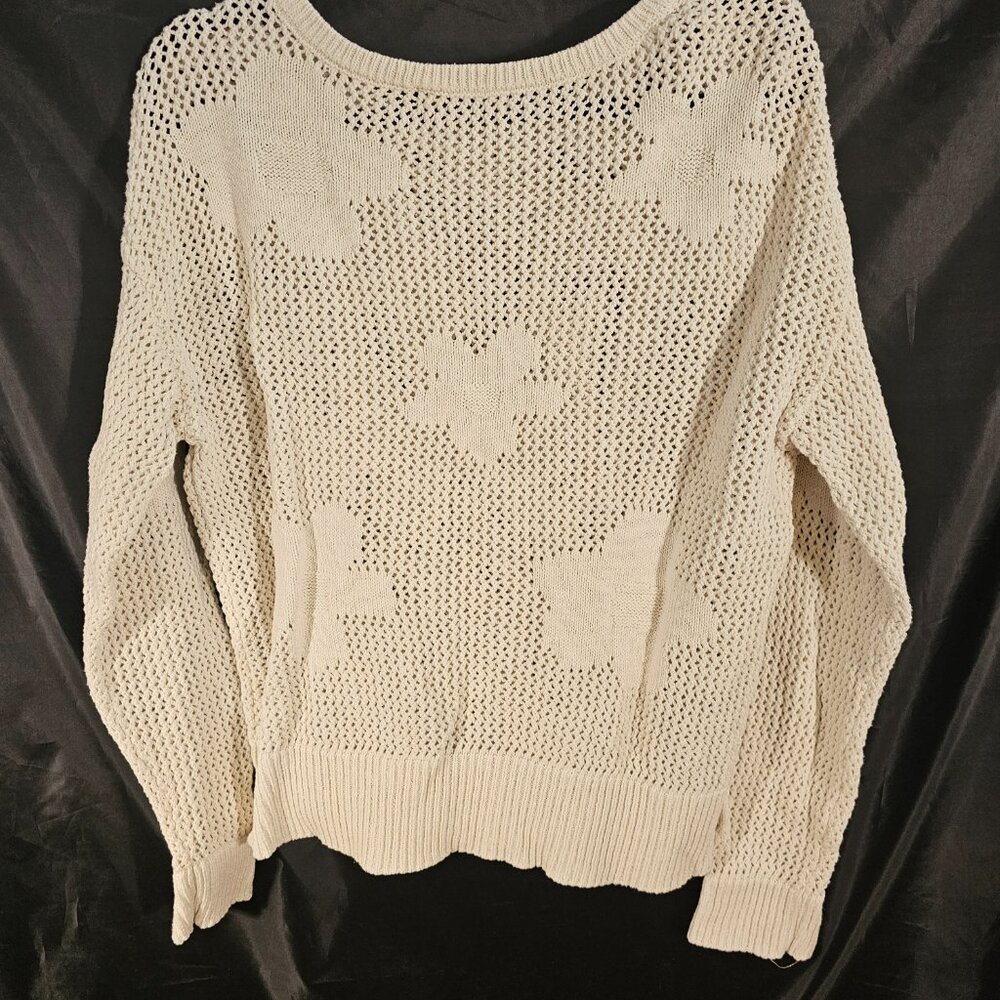 Sanctuary open knit flower sweater. Size XL - Picture 5 of 5